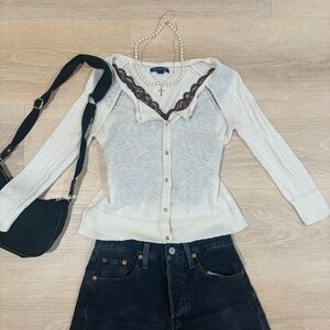Vintage American Eagle Cream Cardigan 2000s Y2K Bella Swan Rory Gilmore
